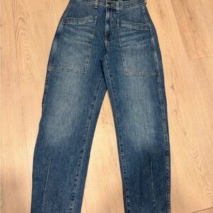 Veronica Beard Mid Wash Blue High-Rise Pocket Jeans